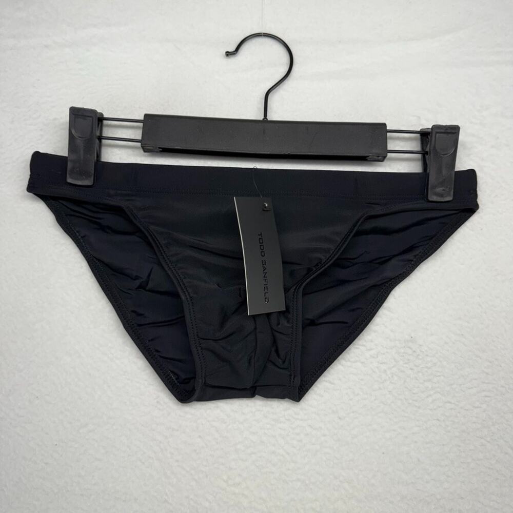 Todd Sanfield Swim Brief Men's XS Black Onyx Sand Solid Minimal Swimsuit NEW